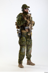 Whole Body Weapons-Rifle Man Pose with machine rifle White Army Athletic Bearded Studio photo references